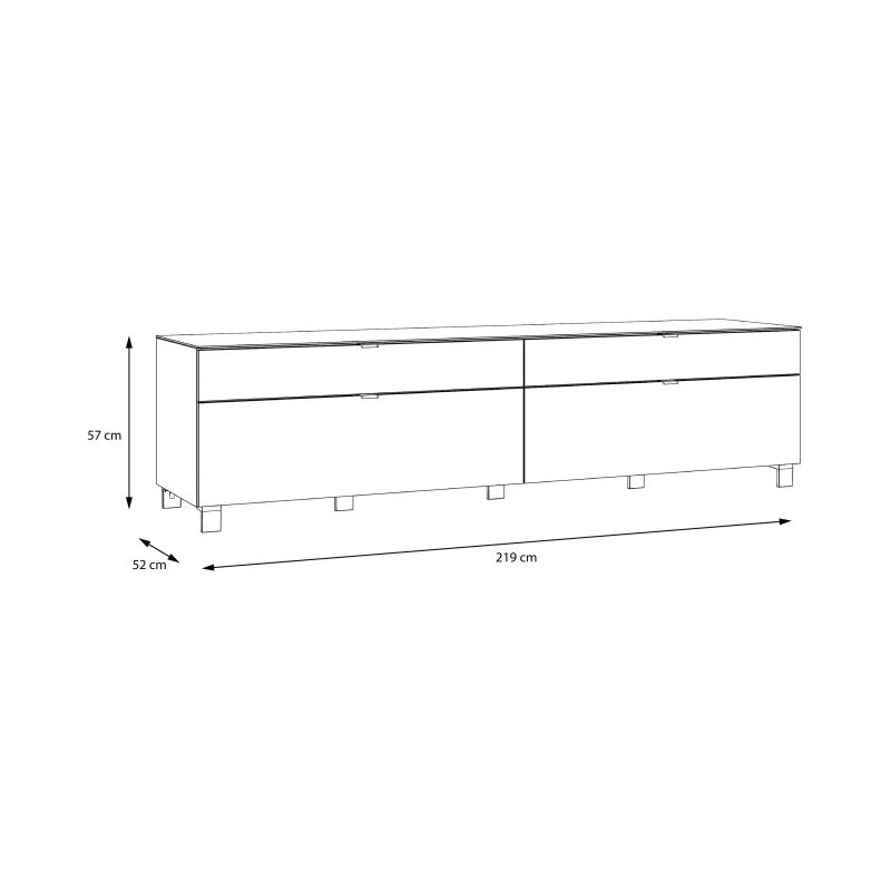 Szafka RTV Poole ENJT221-C605 Biały/Szkło Opti Meble Forte