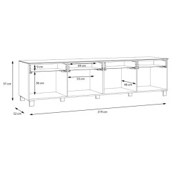 Szafka RTV Poole ENJT221-C605 Biały/Szkło Opti Meble Forte