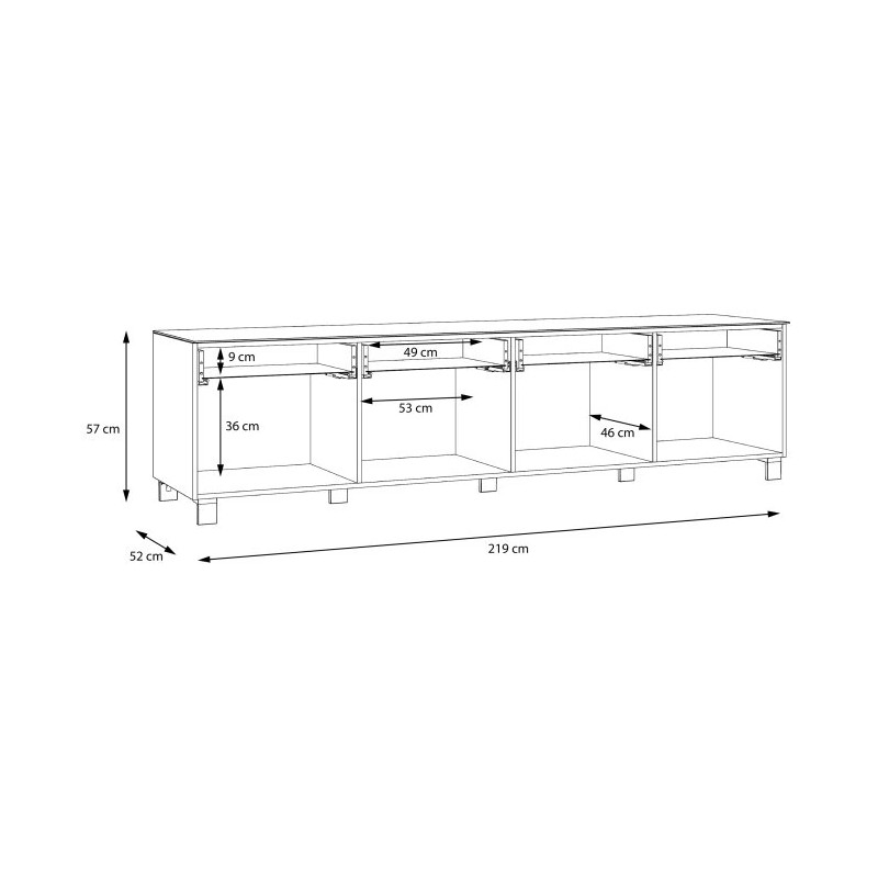Szafka RTV Poole ENJT221-C605 Biały/Szkło Opti Meble Forte