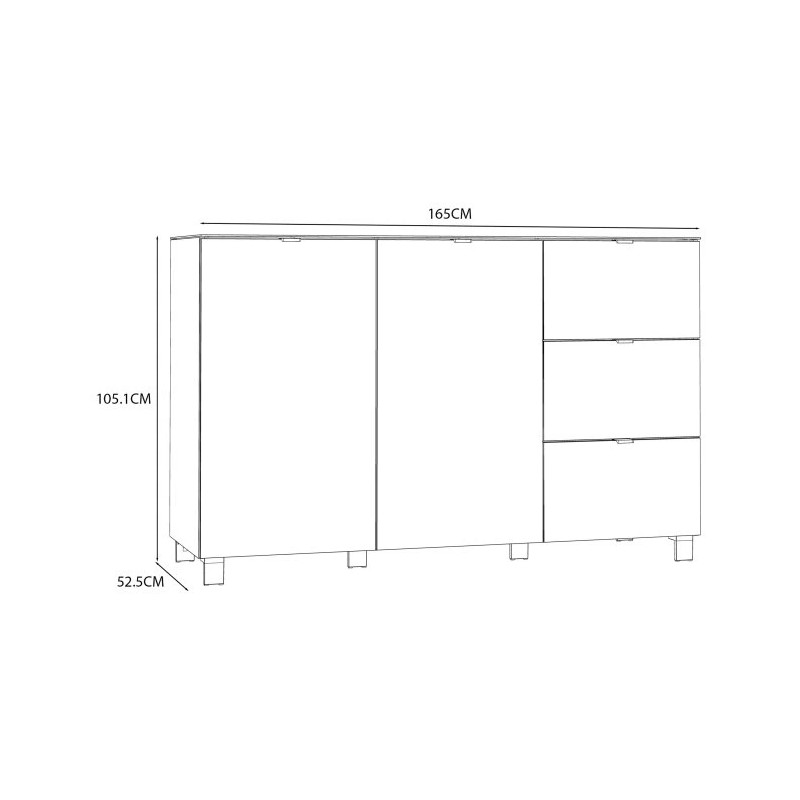 Komoda Poole ENJK331-C605 Biały/Szkło Opti Meble Forte