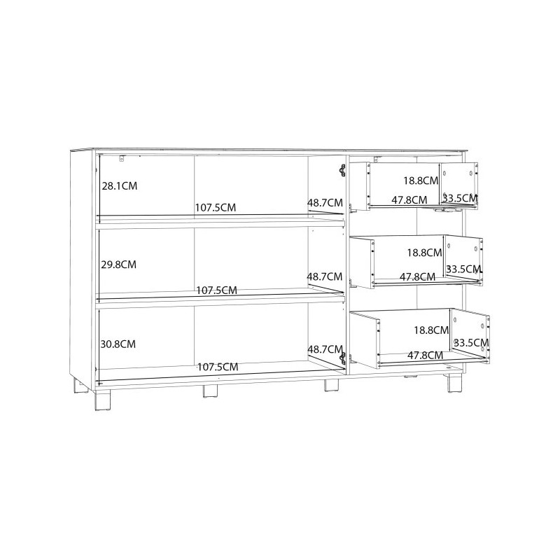Komoda Poole ENJK331-C605 Biały/Szkło Opti Meble Forte