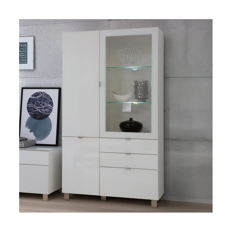 Witryna Poole ENJV721-C605 Biały/Szkło Opti Meble Forte