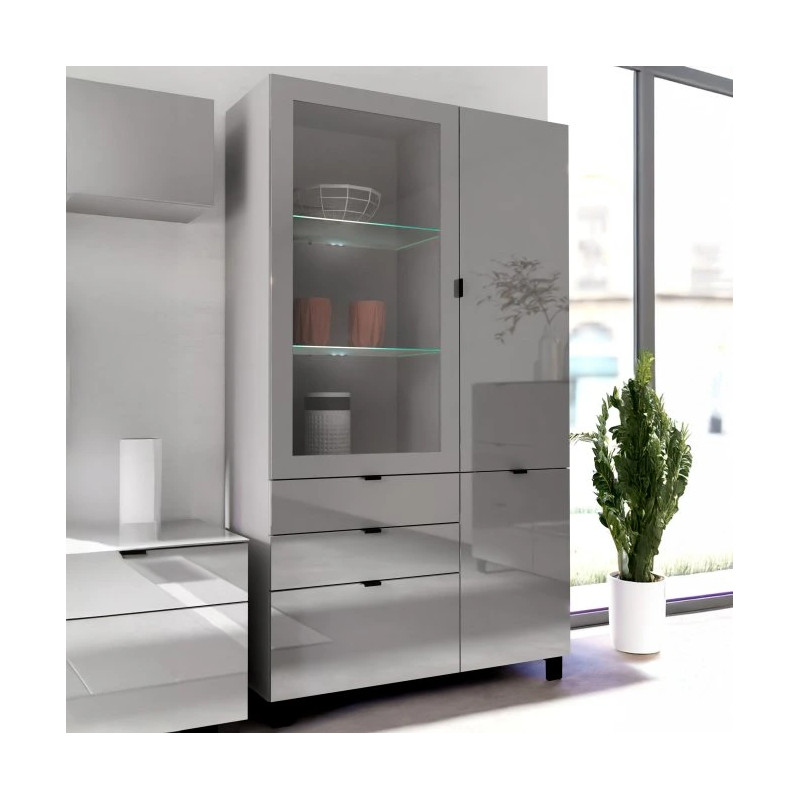 Witryna Poole ENJV721-M534 Szary/Szkło Opti Meble Forte
