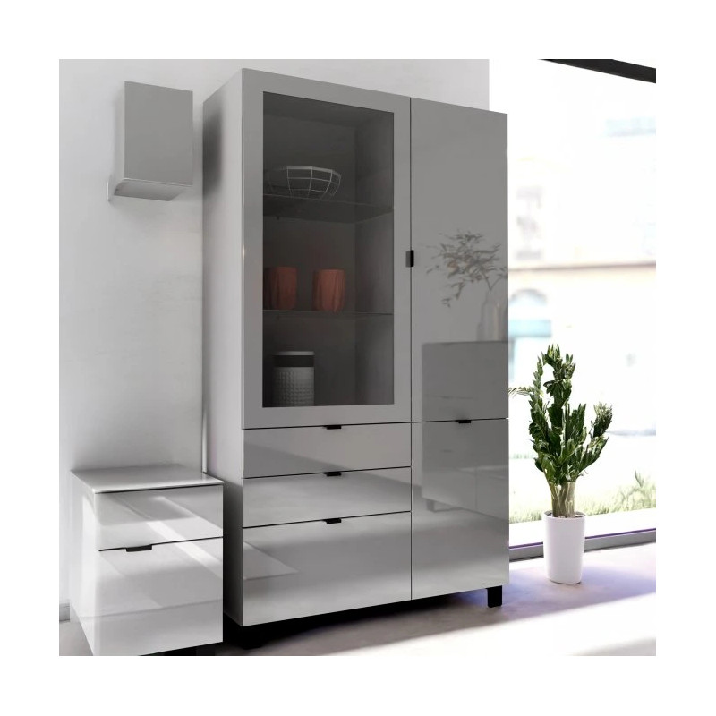 Witryna Poole ENJV721-M534 Szary/Szkło Opti Meble Forte