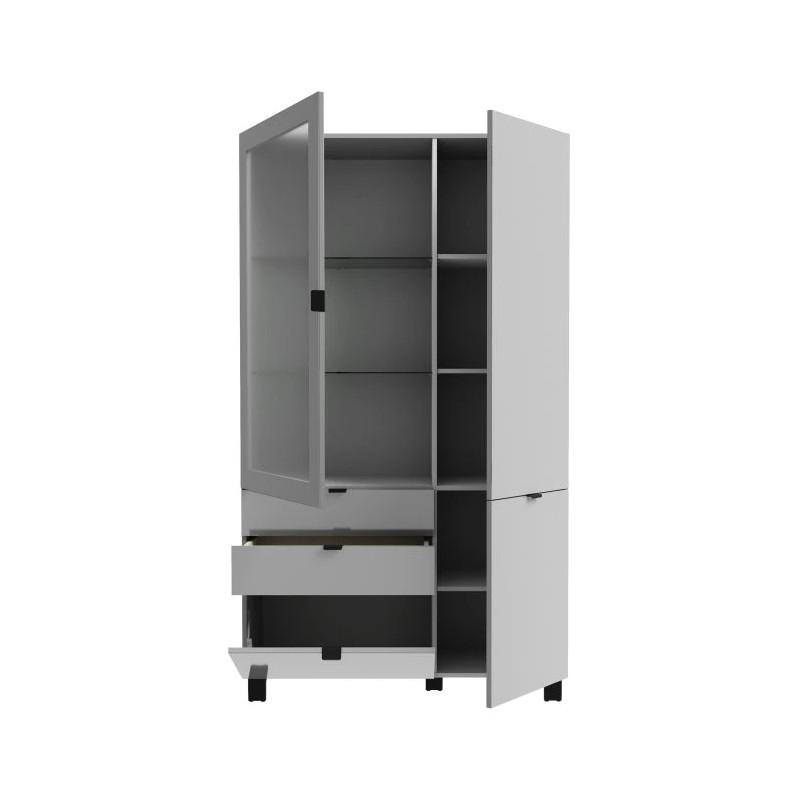 Witryna Poole ENJV721-M534 Szary/Szkło Opti Meble Forte