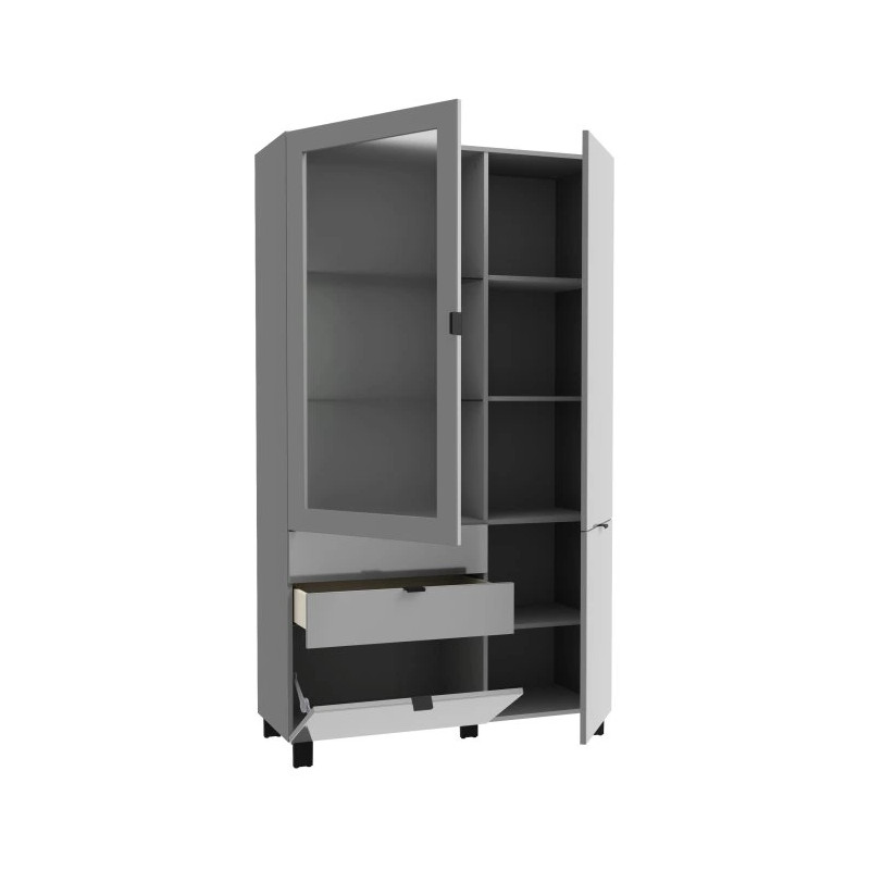 Witryna Poole ENJV721-M534 Szary/Szkło Opti Meble Forte