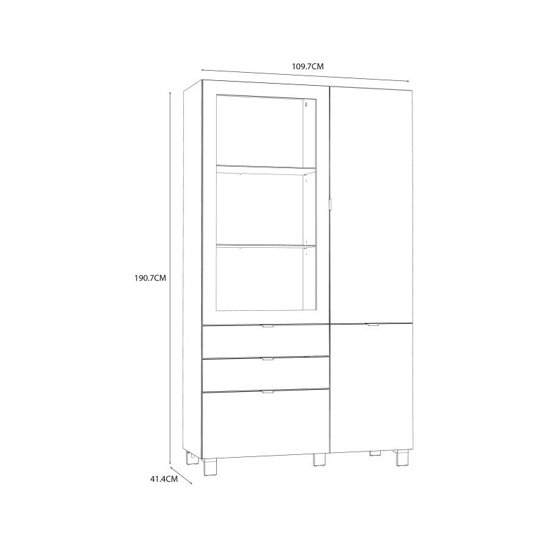 Witryna POOLE 3D2S szklana szara z Quadro – styl glamour | Domowanie