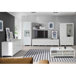 Szafka RTV 165 cm L/P Poole ENJT121-C605 Biały/Szkło Opti Meble Forte