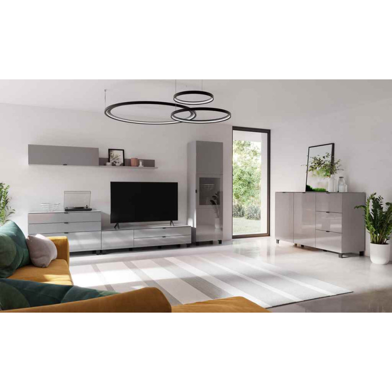 Komoda 110 cm Poole ENJK211-M534 Szary/Szkło Opti Meble Forte