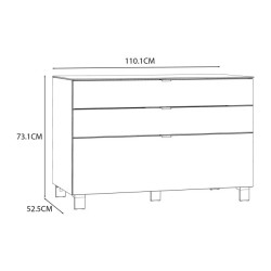 Komoda 110 cm Poole ENJK211-C605 Biały/Szkło Opti Meble Forte