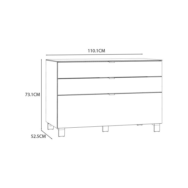 Komoda 110 cm Poole ENJK211-C605 Biały/Szkło Opti Meble Forte
