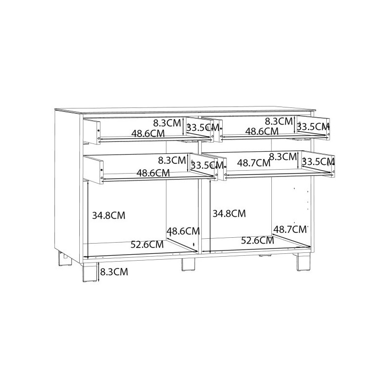 Komoda 110 cm Poole ENJK211-C605 Biały/Szkło Opti Meble Forte