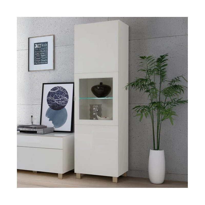 Witryna 60 cm Poole ENJV811-C605 Biały/Szkło Opti Meble Forte