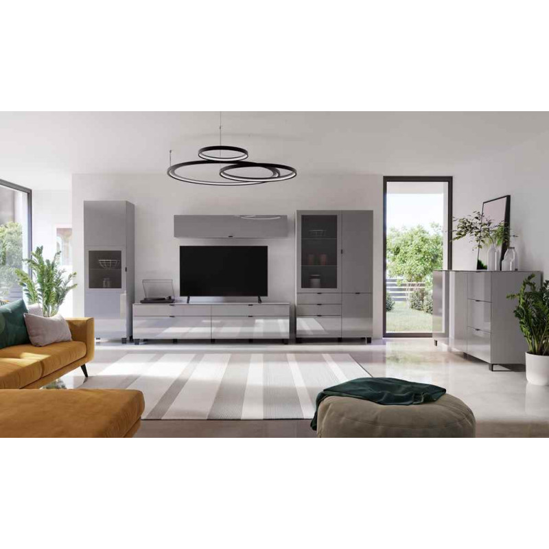 Szafka wisząca POOLE 1D szara ze szkłem Opti – 109,7 cm | Domowanie