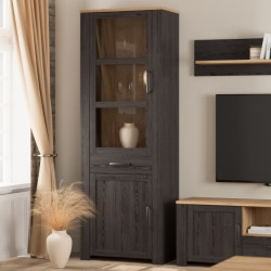 Wąska witryna CHISBURY 70 cm czarny – Meble Forte