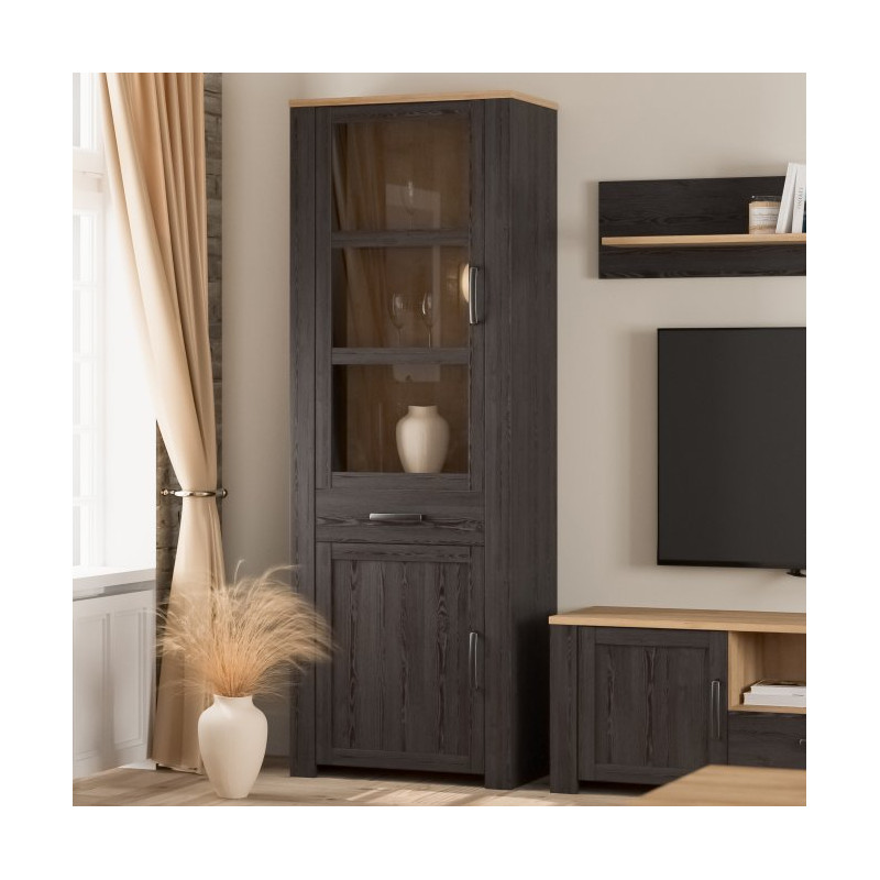 Wąska witryna CHISBURY 70 cm czarny – Meble Forte