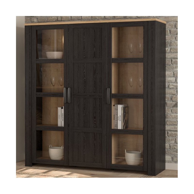 Wysoka witryna CHISBURY 150 cm czarny – Meble Forte