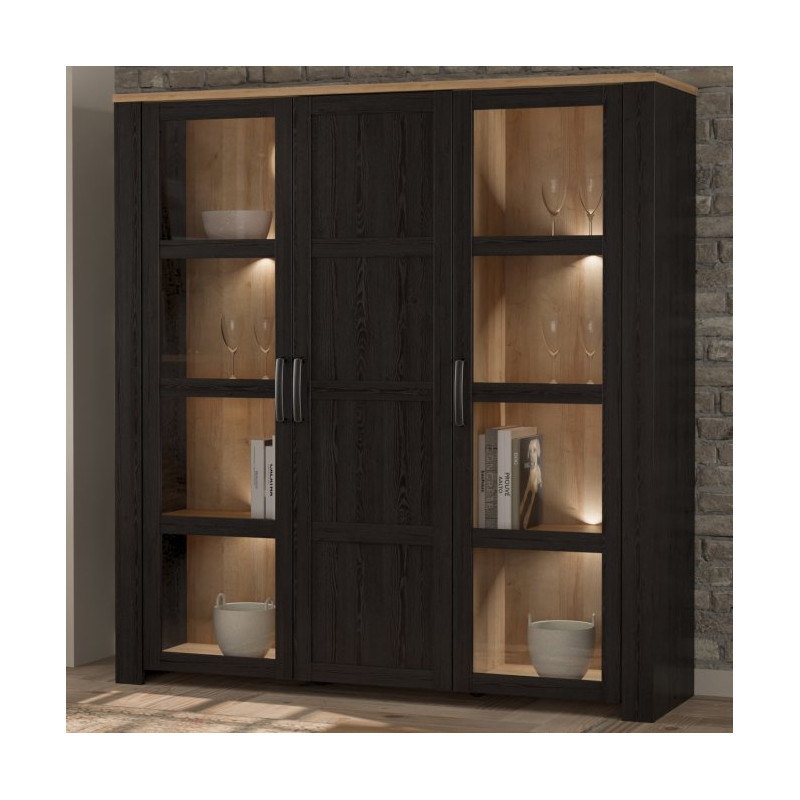 Wysoka witryna CHISBURY 150 cm czarny – Meble Forte