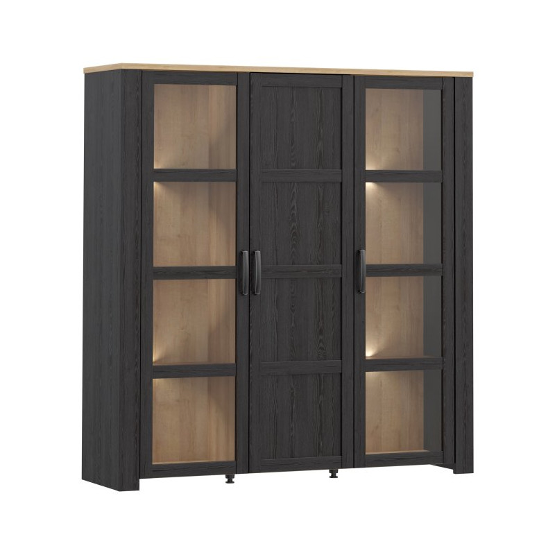 Wysoka witryna CHISBURY 150 cm czarny – Meble Forte