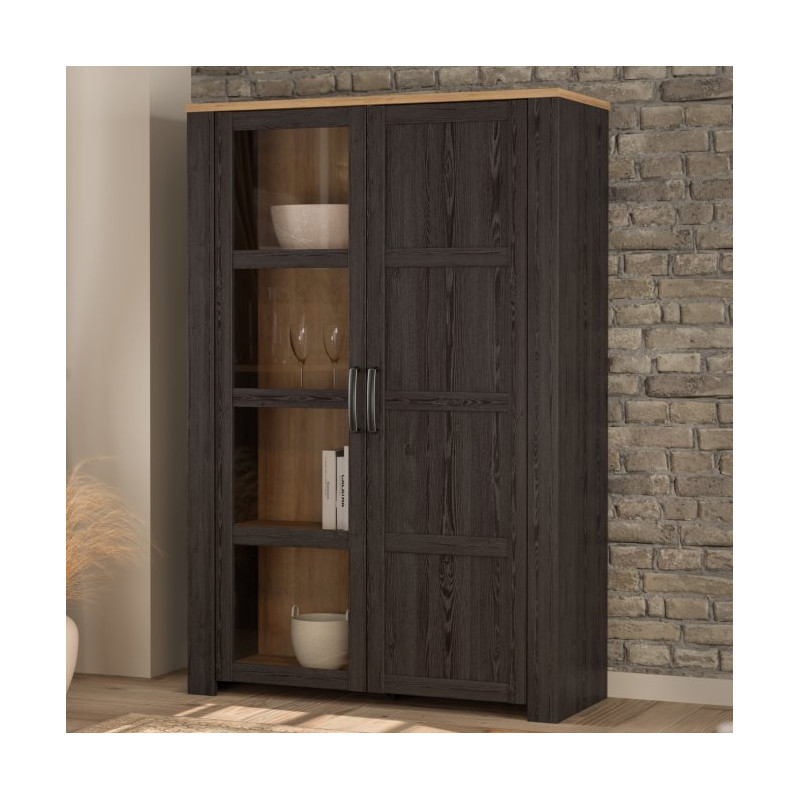 Wysoka witryna CHISBURY 110 cm czarny – Meble Forte