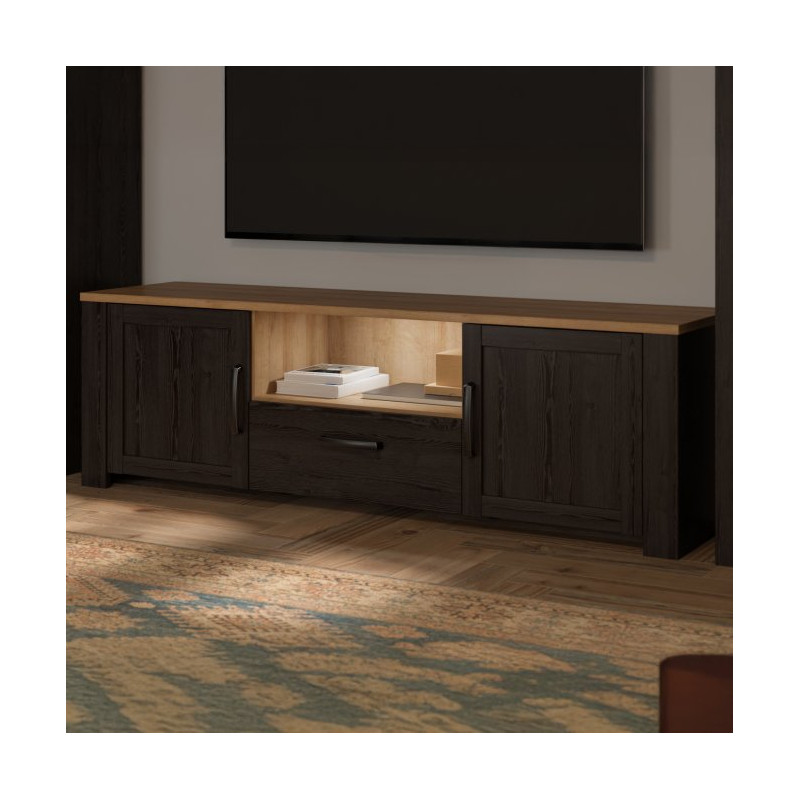 Szafka RTV 160 cm CHISBURY czarny – Meble Forte