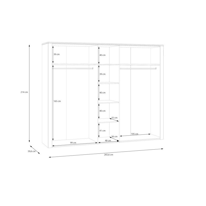 Szafa ubraniowa CHISBURY 270 cm czarny | domowanie.pl