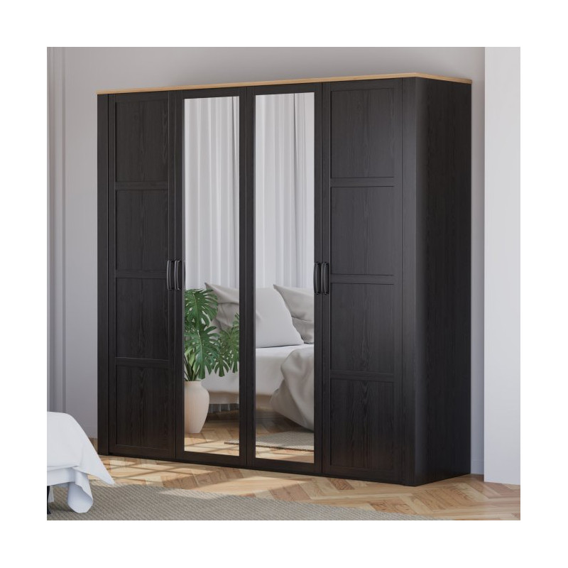 Szafa z lustrem CHISBURY 220 cm czarny – Meble Forte