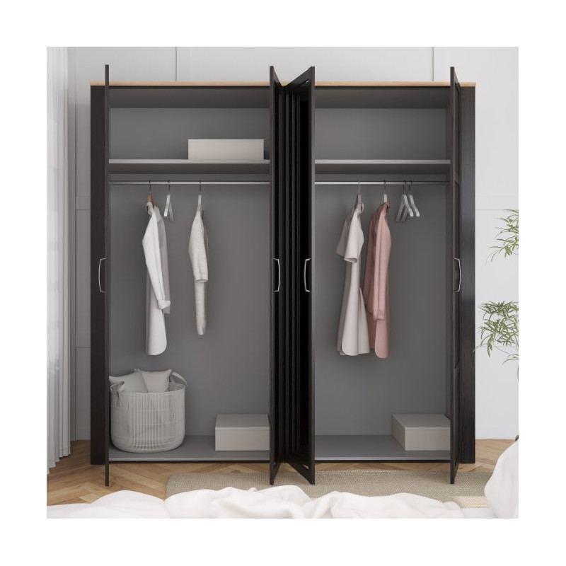 Szafa z lustrem CHISBURY 220 cm czarny – Meble Forte