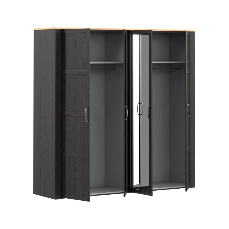 Szafa z lustrem CHISBURY 220 cm czarny – Meble Forte