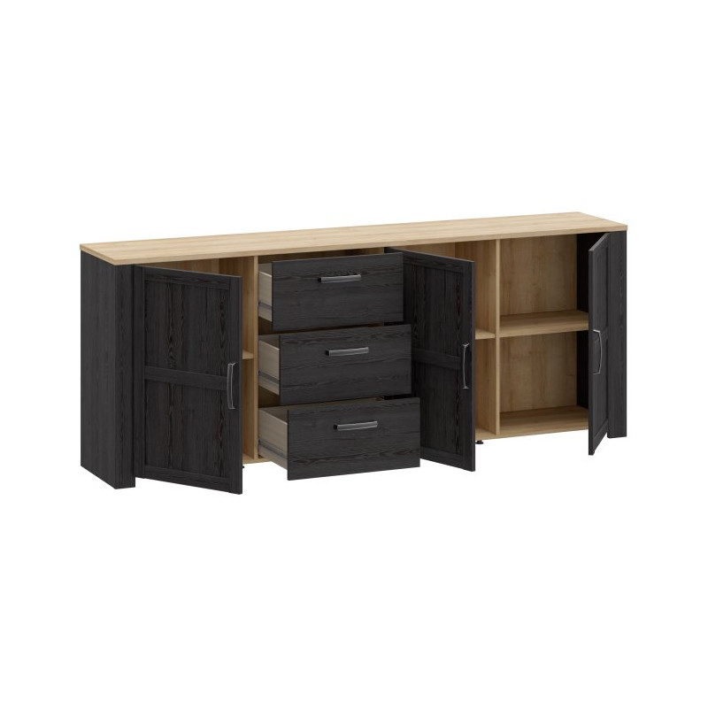 Szeroka komoda 220 cm Chisbury BHLK241R czarny – Meble Forte