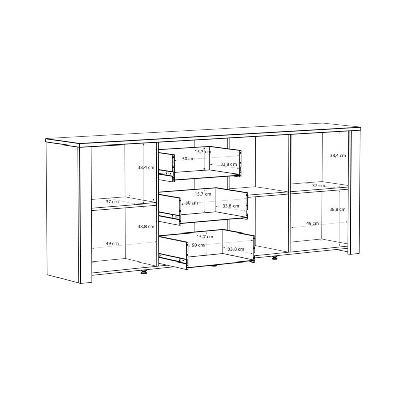 Szeroka komoda 220 cm Chisbury BHLK241R czarny – Meble Forte