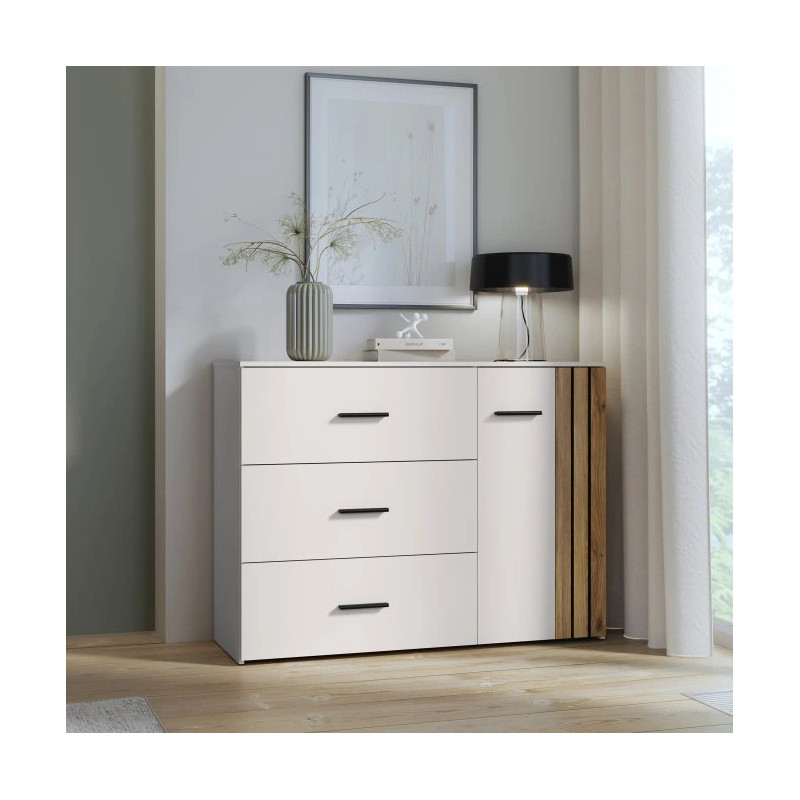 Komoda WAIKATO Piaskowy / Dąb Riviera – styl i funkcjonalność