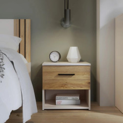 Szafka nocna WAIKATO Piaskowy / Dąb Mauvella – stylowa i praktyczna