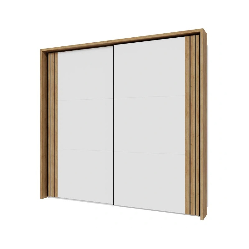 Szafa przesuwna 230 cm Wakatipu WTPS92312-M247 Biały/Biały połysk/Dąb Riviera Meble Forte