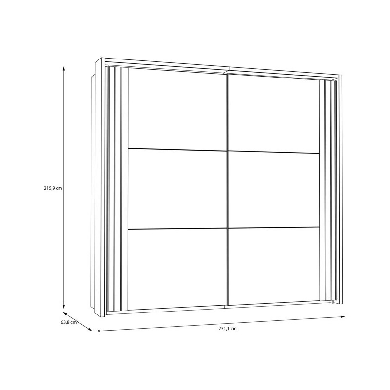 Szafa przesuwna 230 cm Wakatipu WTPS92312-M247 Biały/Biały połysk/Dąb Riviera Meble Forte