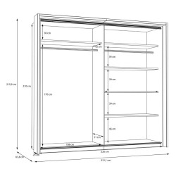 Szafa przesuwna 230 cm Wakatipu WTPS92312-M247 Biały/Biały połysk/Dąb Riviera Meble Forte