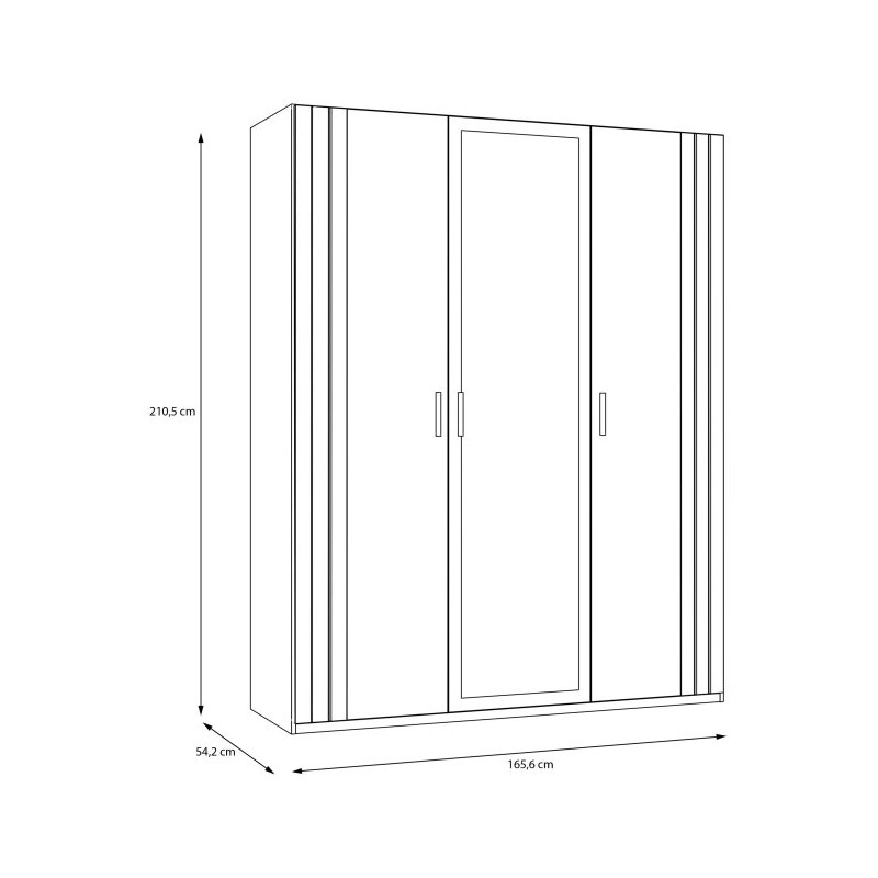 Szafa z lustrem 170 cm Wakatipu WTPS931-M247 Biały/Dąb Riviera Meble Forte
