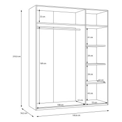 Szafa z lustrem 170 cm Wakatipu WTPS931-M247 Biały/Dąb Riviera Meble Forte