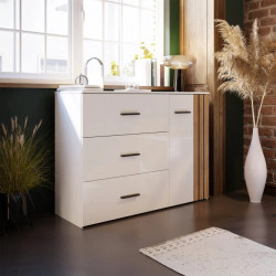 Komoda Wakatipu WTPK221R-M935 Biały połysk/biały/Dąb Riviera Meble Forte