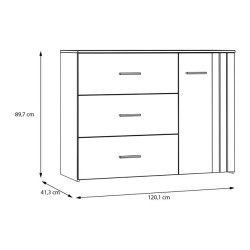 Komoda Wakatipu WTPK221R-M935 Biały połysk/biały/Dąb Riviera Meble Forte