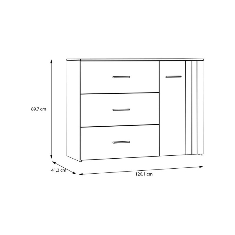 Komoda Wakatipu WTPK221R-M935 Biały połysk/biały/Dąb Riviera Meble Forte