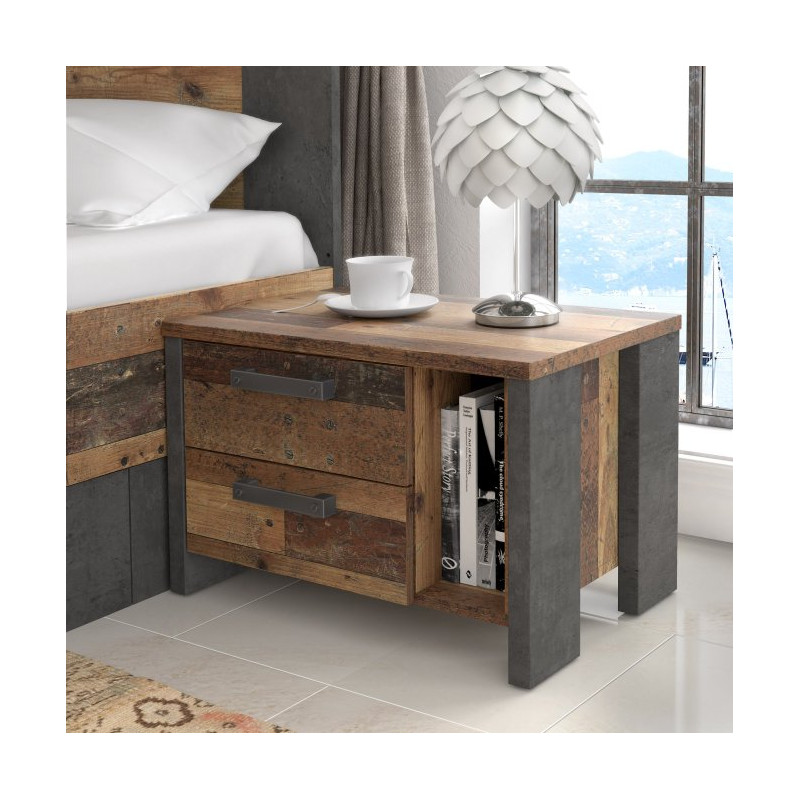 Szafka nocna 60 cm CLIF old wood vintage | styl loft