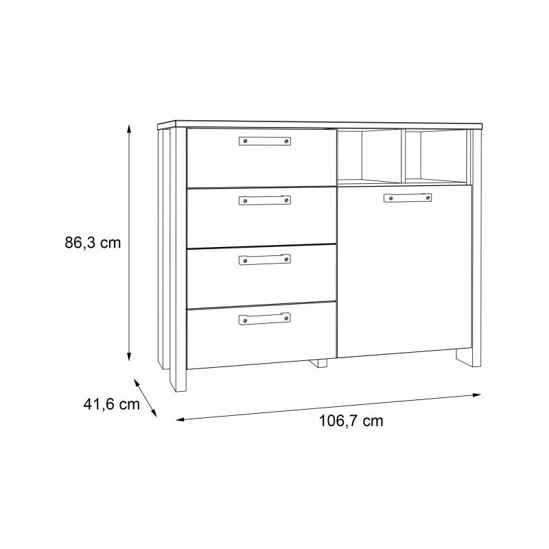 Komoda z szufladami 100 cm CLIF old wood vintage | styl loft