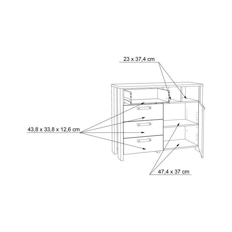 Komoda z szufladami 100 cm CLIF old wood vintage | styl loft