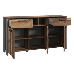 Szeroka komoda loft 156 cm CLIF old wood vintage | Meble Forte