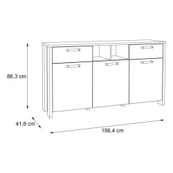 Szeroka komoda loft 156 cm CLIF old wood vintage | Meble Forte