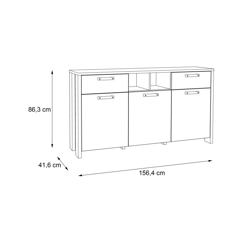 Szeroka komoda loft 156 cm CLIF old wood vintage | Meble Forte