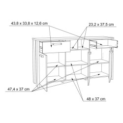 Szeroka komoda loft 156 cm CLIF old wood vintage | Meble Forte