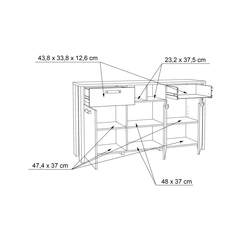 Szeroka komoda loft 156 cm CLIF old wood vintage | Meble Forte