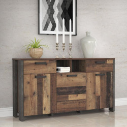 Szeroka komoda loft 156 cm CLIF old wood vintage | Meble Forte